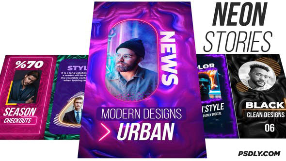 Videohive Neon Instagram Stories 28443841
