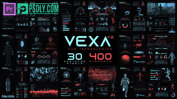 Videohive Vexa HUD Infographics Essential Graphics Mogrt 23582404