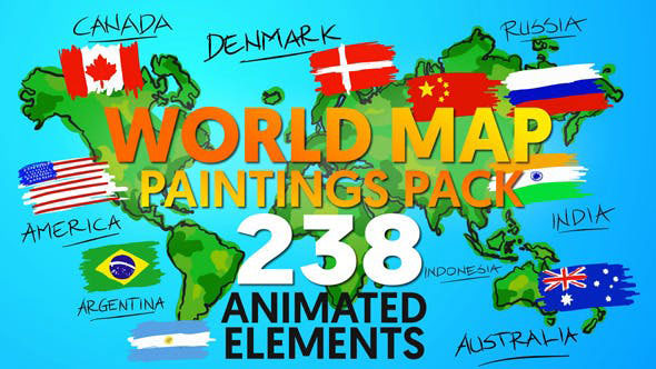 Videohive World Map Paintings Pack 12070408