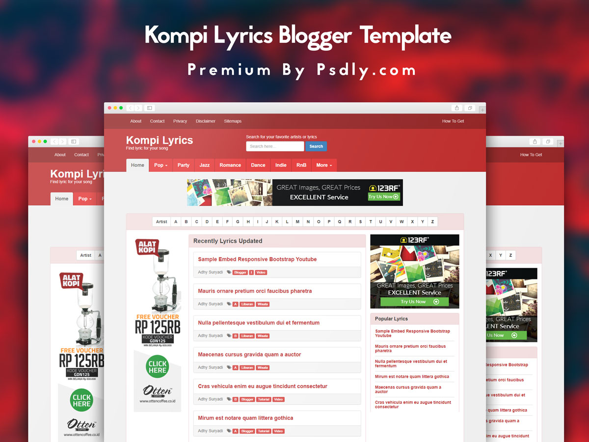 Kompi Lyrics Blogger Template