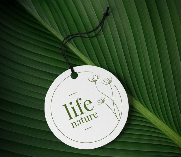 Logo mockup label tag debossed on fabric texture