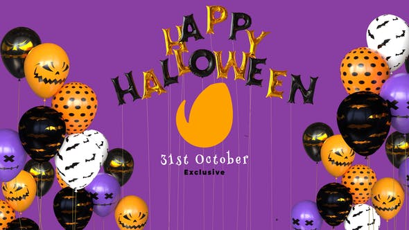 Videohive Happy Halloween Balloon Logo Reveal 28863311