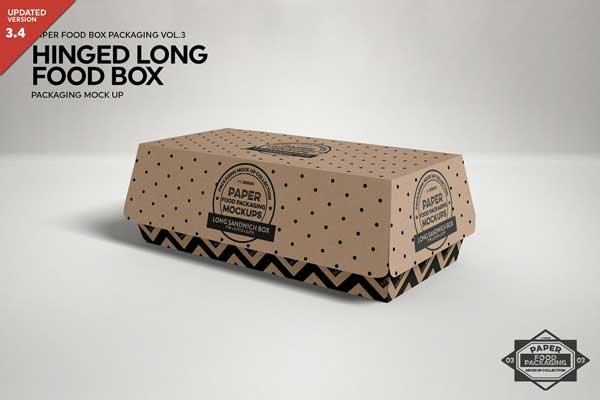 CM - Hinged Long Sandwich Box Mockup 1211236