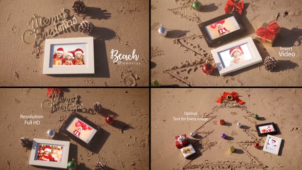 Videohive Christmas Photo Frame On The Beach 20891537