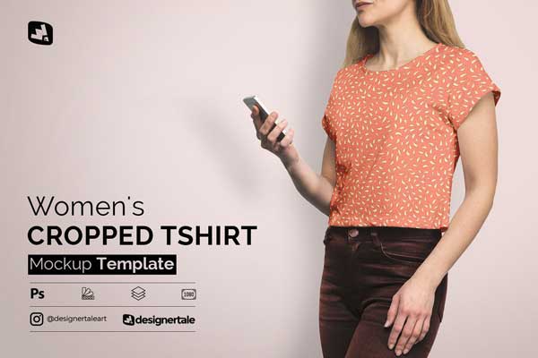 Women's Cropped Tshirt Mockup 4728864
