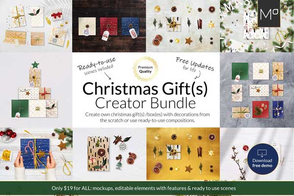 CreativeMarket - X-mas Gift Creator Bundle Mock-ups 4419674 Download