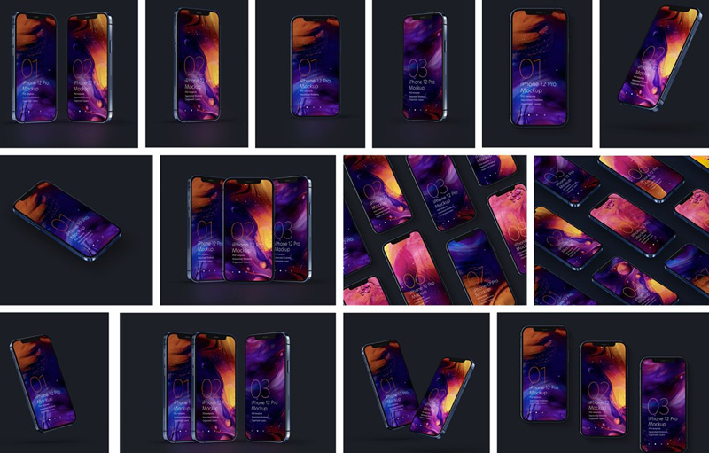 CreativeMarket - iPhone 12 Pro Mockup Set 5636428