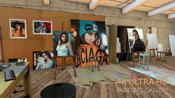 Videohive Photos on canvas in an Artist studio 29640718
