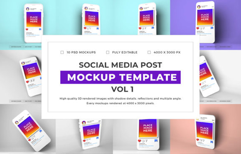 Social Media Post Mockup Bundle Vol 1 6728265