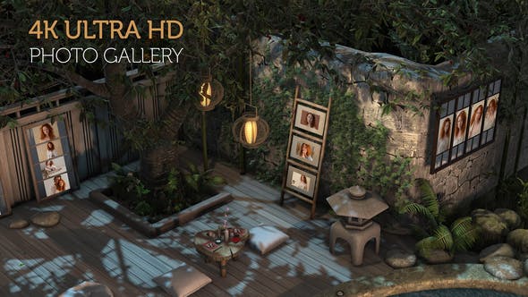 Videohive Photo Gallery in a Garden at Night 29946945