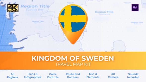 Videohive Sweden Map - Kingdom of Sweden Travel Map 29974161