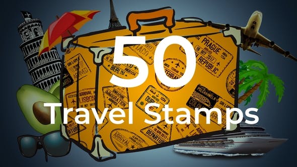 Videohive 50 Travel Stamps 23673412