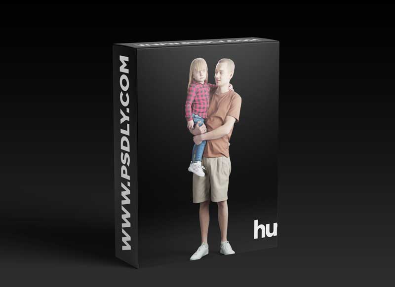 Cgtrader Humano Casual man holding a child standing and looking 0211 3D model