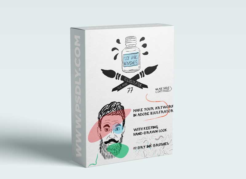 CreativeMarket - Dry Ink Brushes for Adobe Illustrator 69323