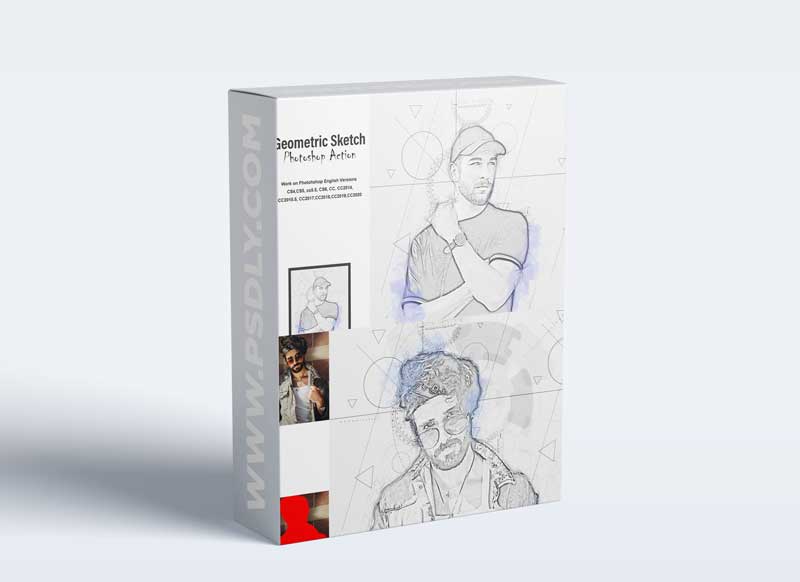 CreativeMarket - Geometric Sketch Photoshop Action 5184601