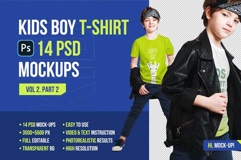 CreativeMarket Kids Boy T-Shirt Mockups Vol2 Part-2 5336717