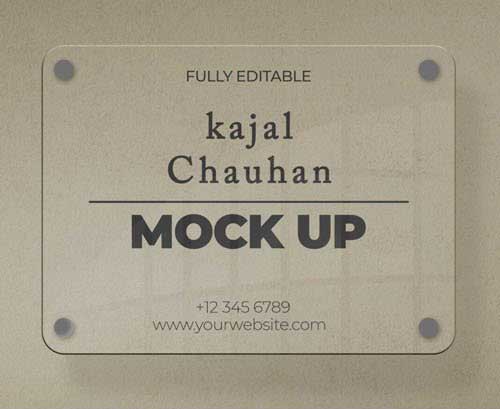 Transparent 3D Glass Plate - Logo PSD Mockups Templates