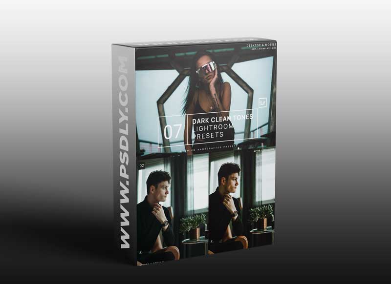 7 Dark Clean Tones Lightroom Presets + Mobile