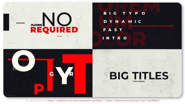 Videohive Big Titles Typo. Smart Opener 31005303