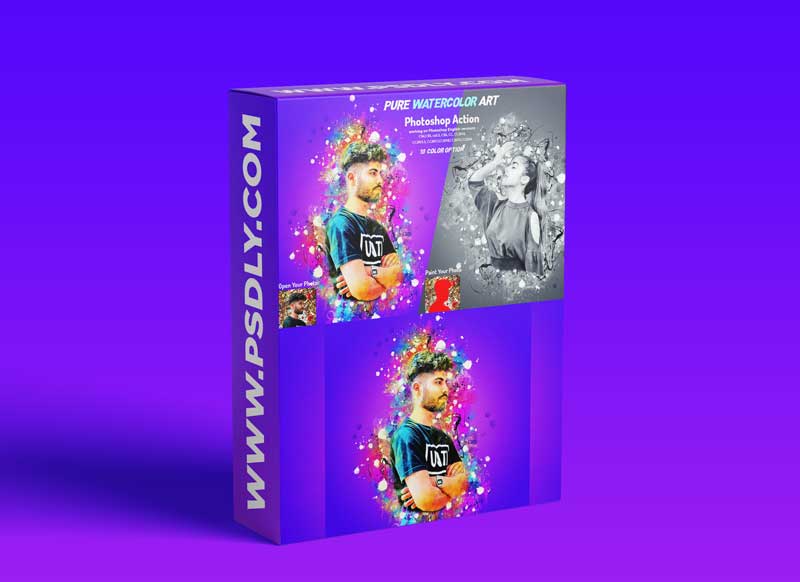 CreativeMarket - Pure Watercolor Art Photoshop Action 5949437