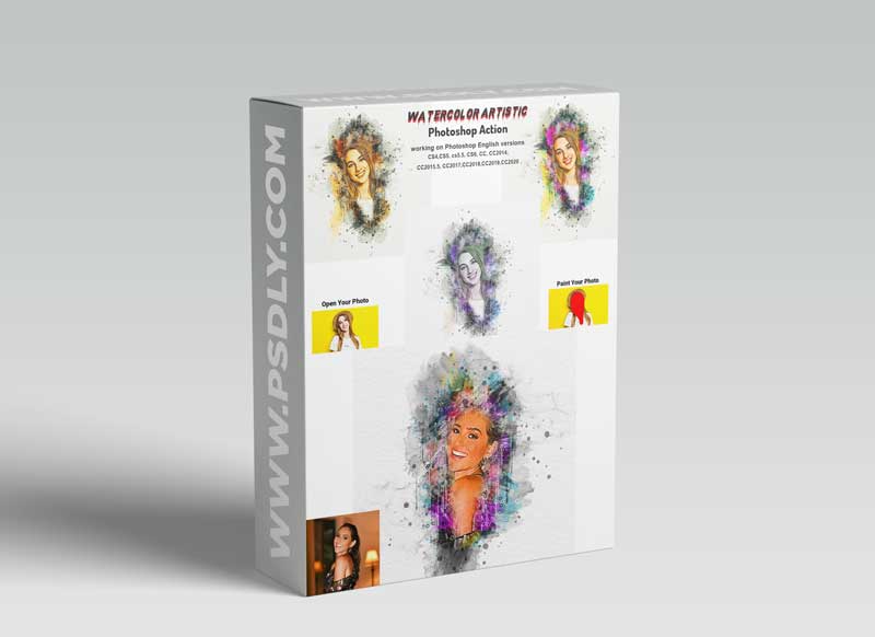 CreativeMarket - Watercolor Artistic Photoshop Action 5763787