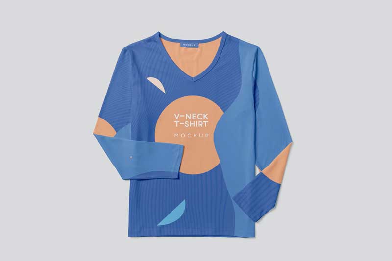 Long Sleeve V Neck T-shirt Mockups