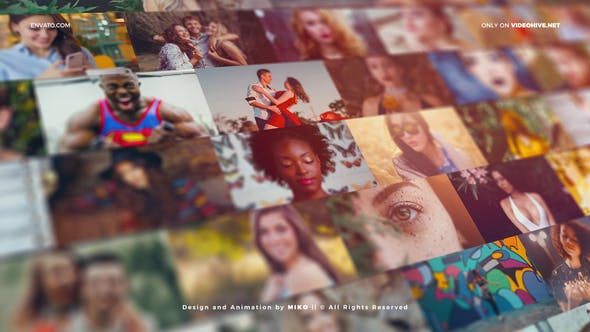 Videohive Mosaic Photo Wall Vlog Logo Reveal 25423444