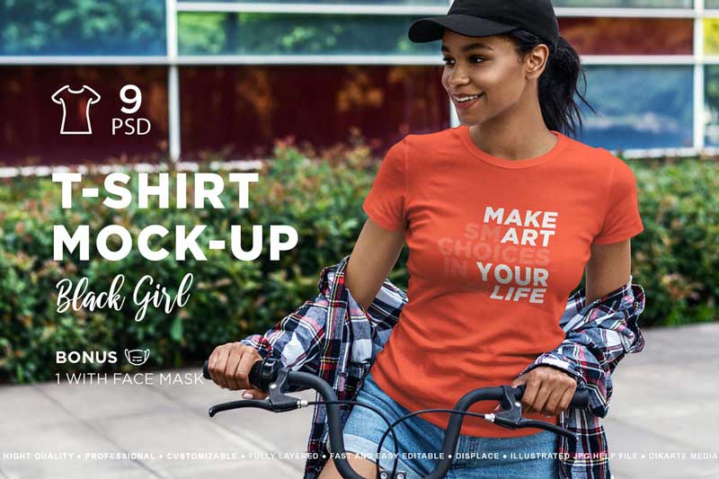 T-Shirt Mock-Up Black Girl LNGX5FV