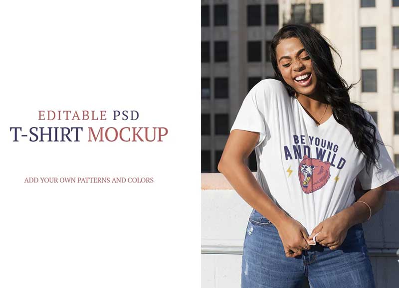 Woman with Minimal White Crop Top Mockup