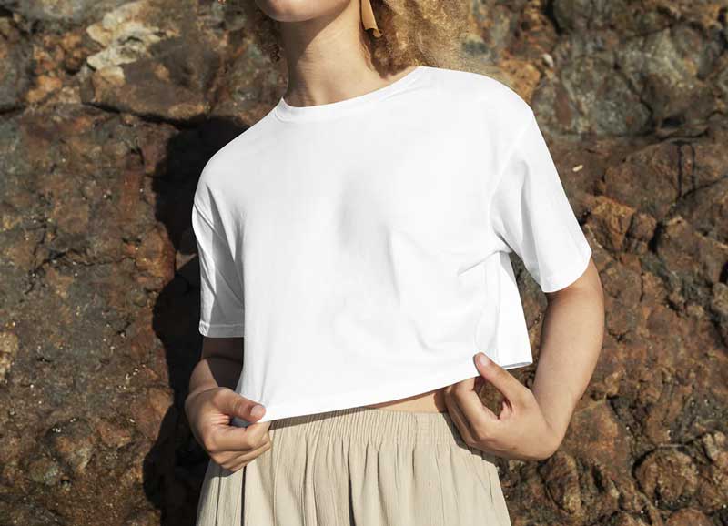 Woman with white t-shirt mockup