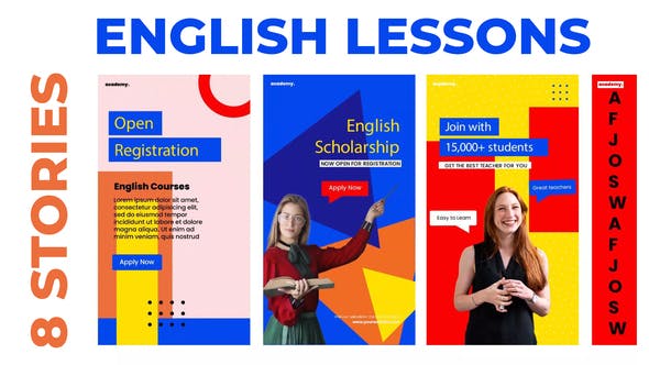Videohive English Lessons Study Stories Instagram 31121330