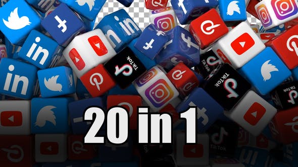 Videohive Social Media Icons Transition Pack (Pack of 20) 30973598