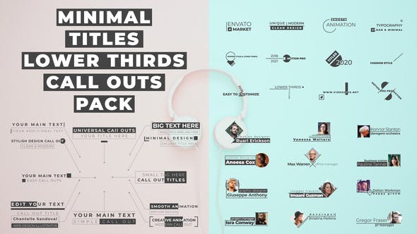 Videohive Minimal Titles/Lower Thirds/Call Outs Pack 26265247