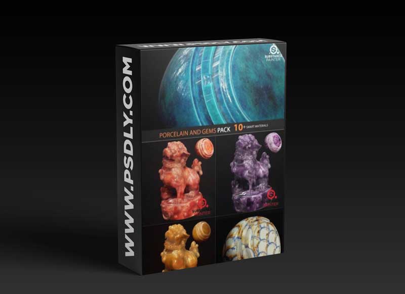 Artstation - Porcelain and Gems Pack 10+ Smart Materials