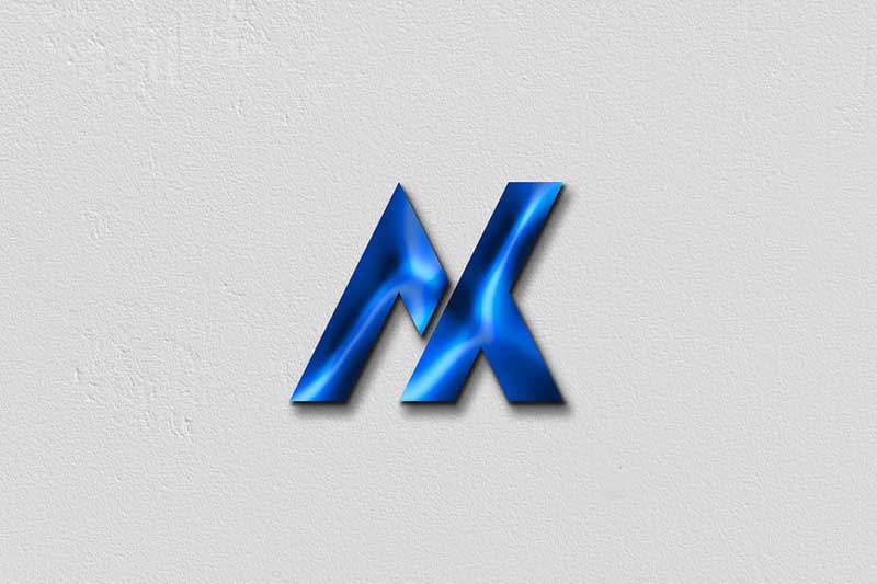 Blue glossy logo mockup