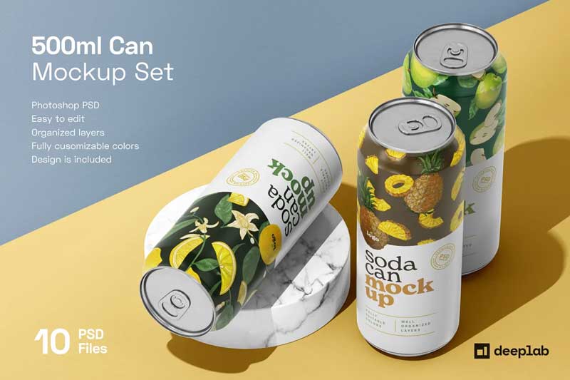 CreativeMarket - 500ML Soda Can Mockup Set 6012916