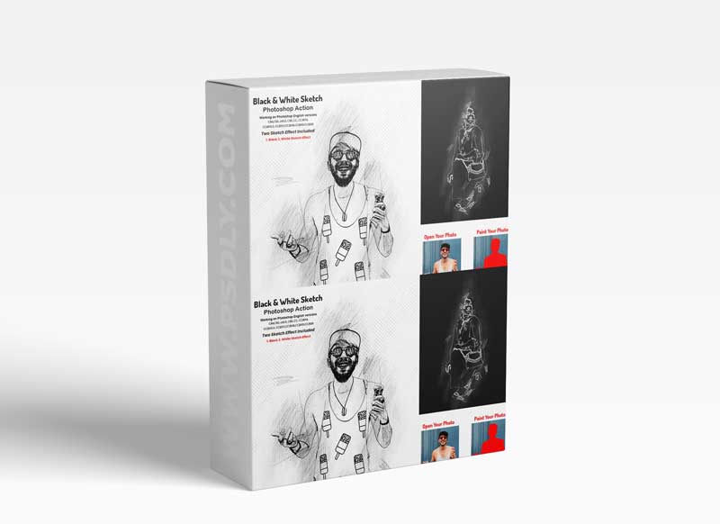 CreativeMarket - Black & White Sketch PS Action 5804649