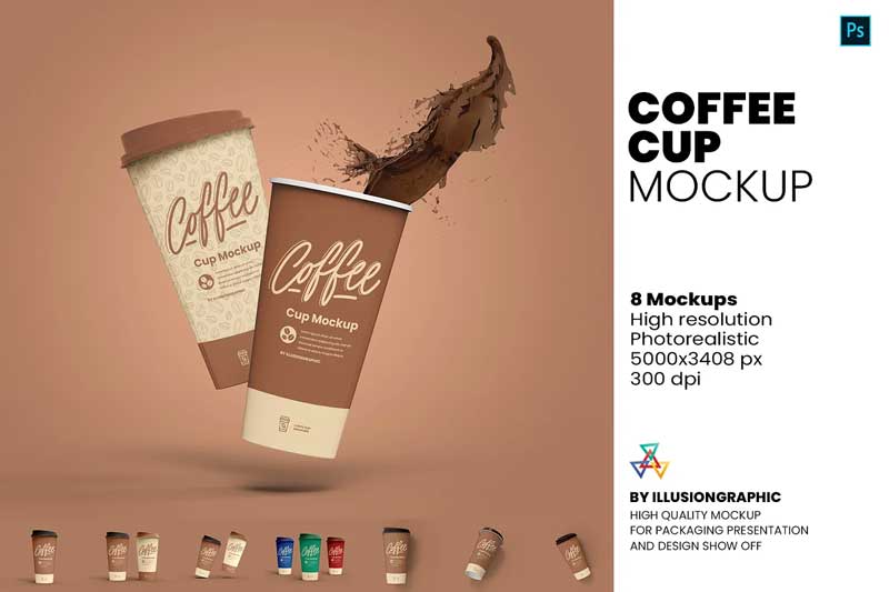 CreativeMarket - Coffee Cup Mockup - 8 views 5876160