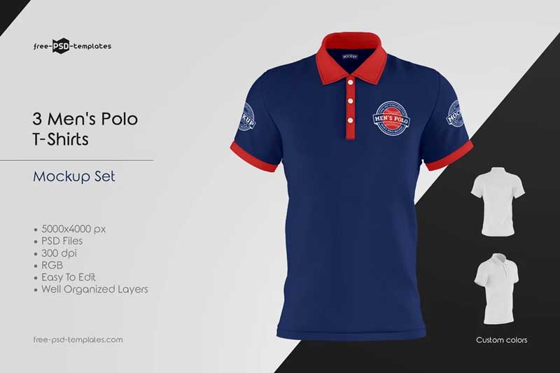 CreativeMarket - Men's Polo T-Shirts MockUp Set 5848252