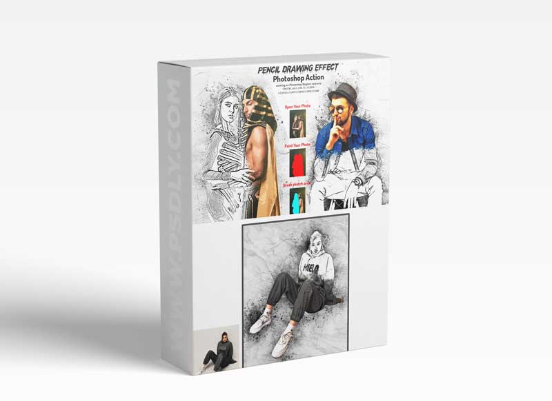 CreativeMarket - Pencil Drawing Effect PS Action 5891890