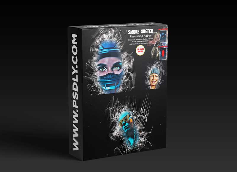 CreativeMarket - Smoke Sketch Photoshop Action 5883898