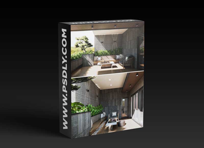 Exterior Balcony - Garden Scene for Sketchup