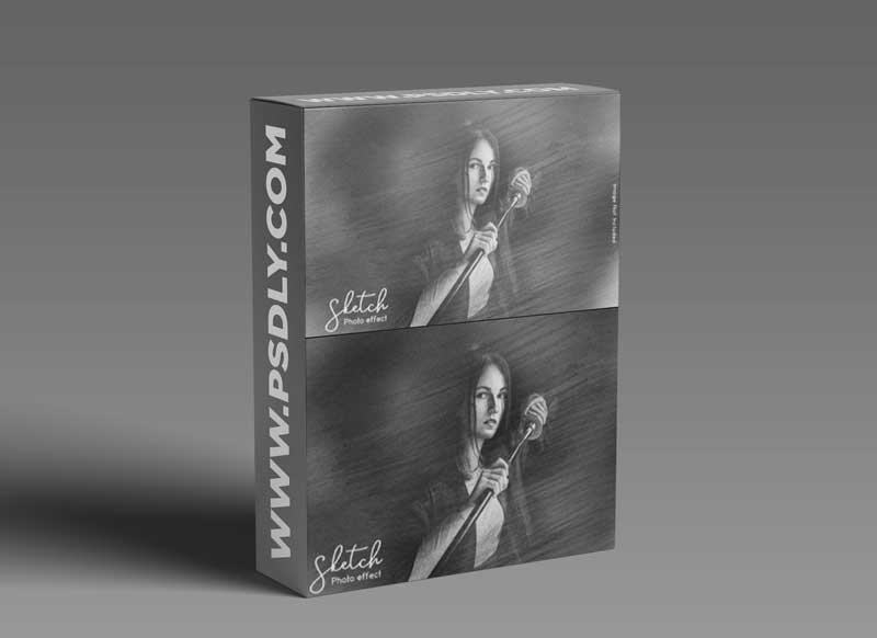 Hand sketching photo effect template