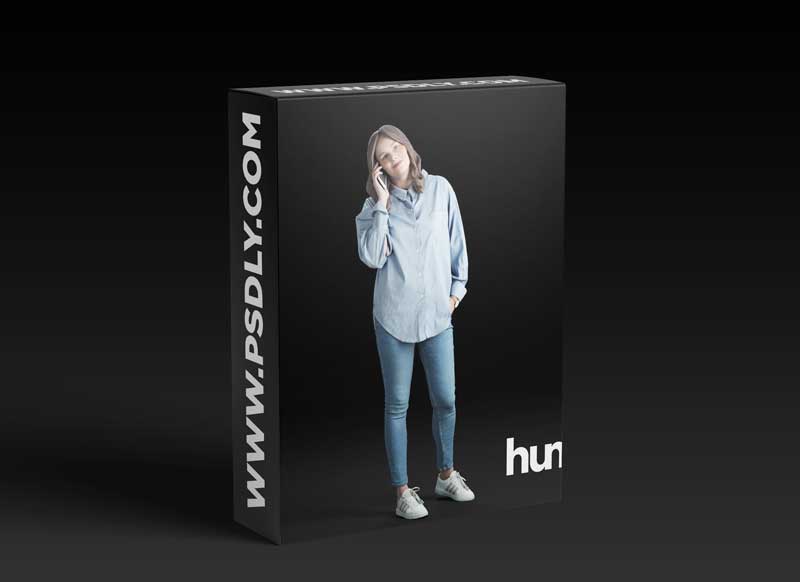 Humano Casual woman in blue shirt standing and calling 0212 3D model