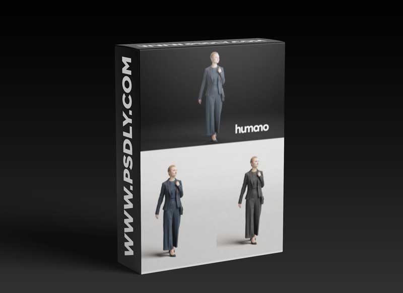 Humano Elegant woman walking with a bag 0311 3D model