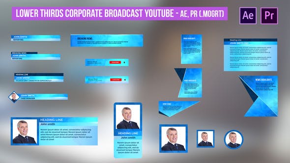 Videohive Lower Thirds Corporate Broadcast YouTube - AE PR 31482376