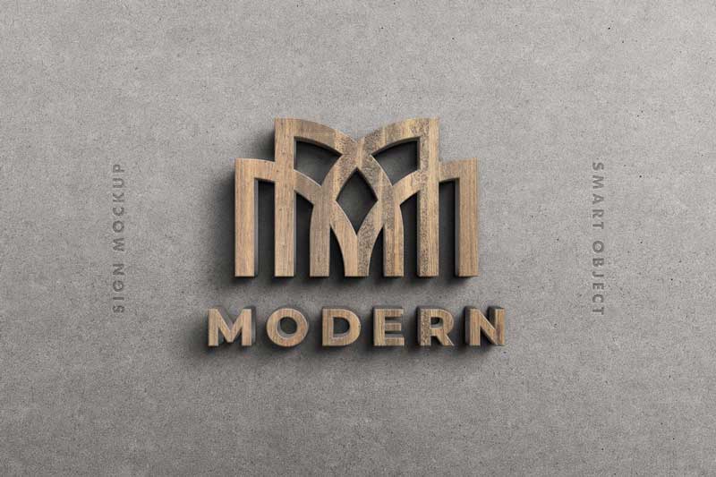 Wooden 3D Sign Mockup