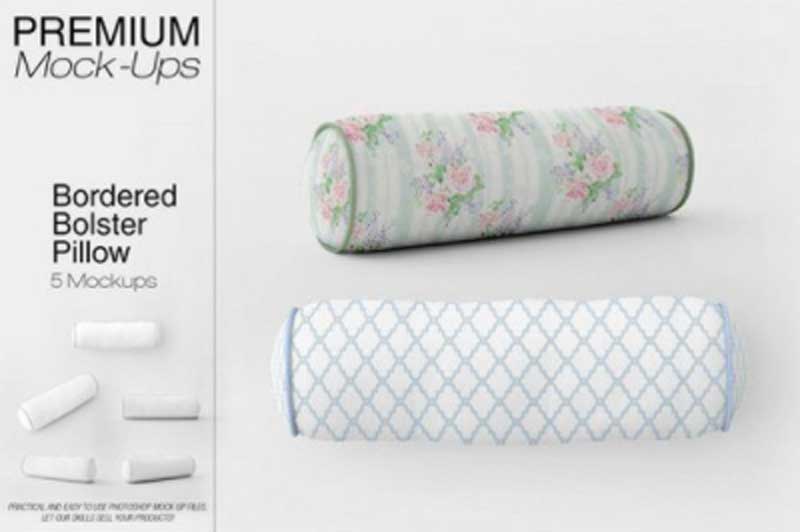 CM - Bordered Bolster Pillow Mockup Pack 2542085