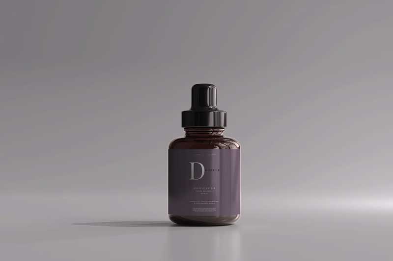 CreativeMarket - Amber Glass Dropper Bottle with Box 6055502