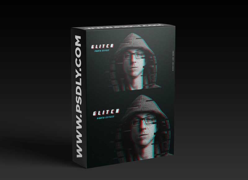 Glitch photo effect template